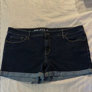 Ava & Viv Dark Indigo Roll-Cuff Denim Shorts MID RISE SZ20